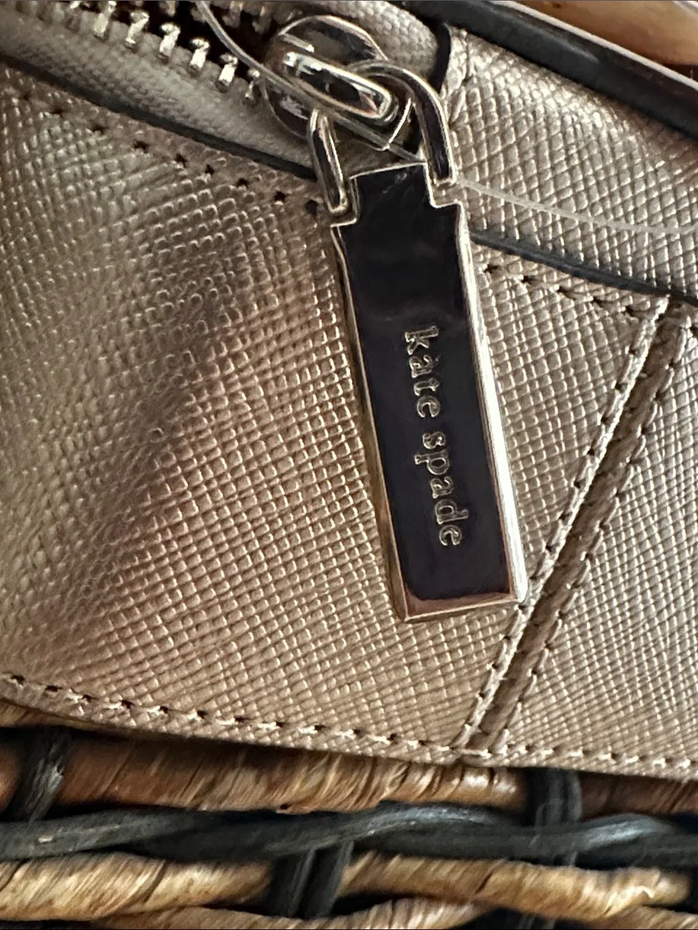 kate spade metallic rose gold zip travel jewelry case pouch • nwt